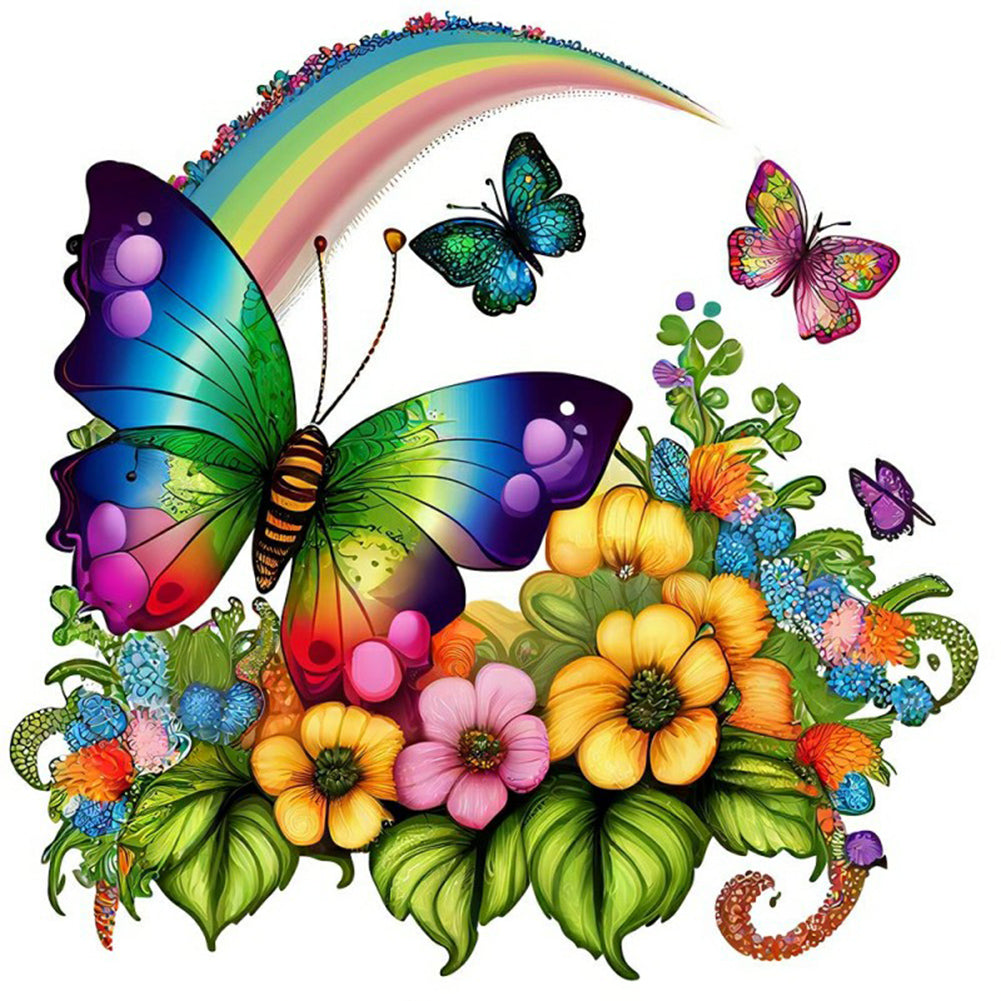 Rainbow Butterfly 30*30CM(Canvas) Full Round Drill Diamond Painting
