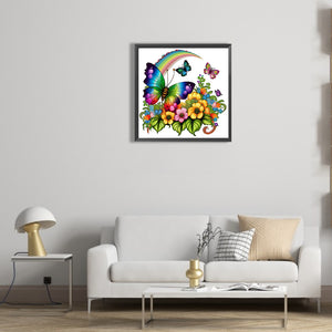 Rainbow Butterfly 30*30CM(Canvas) Full Round Drill Diamond Painting