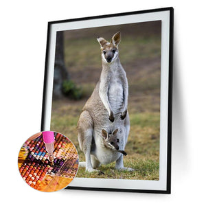 Kangaroos And Their Children 30*40CM(Canvas) Full Round Drill Diamond Painting