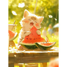 Load image into Gallery viewer, Kittens Eating Watermelon 30*40CM(Canvas) Full Round Drill Diamond Painting
