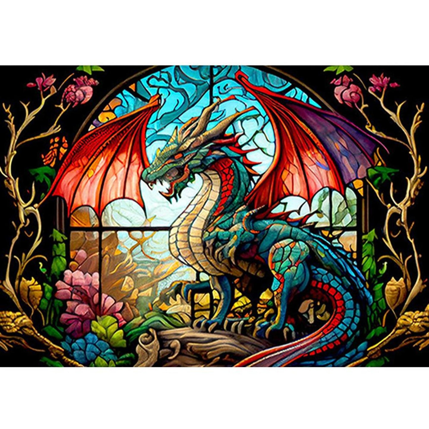Glass Painting - Pterosaur - Full 11CT Counted Cross Stitch 60x45CM - Huacan
