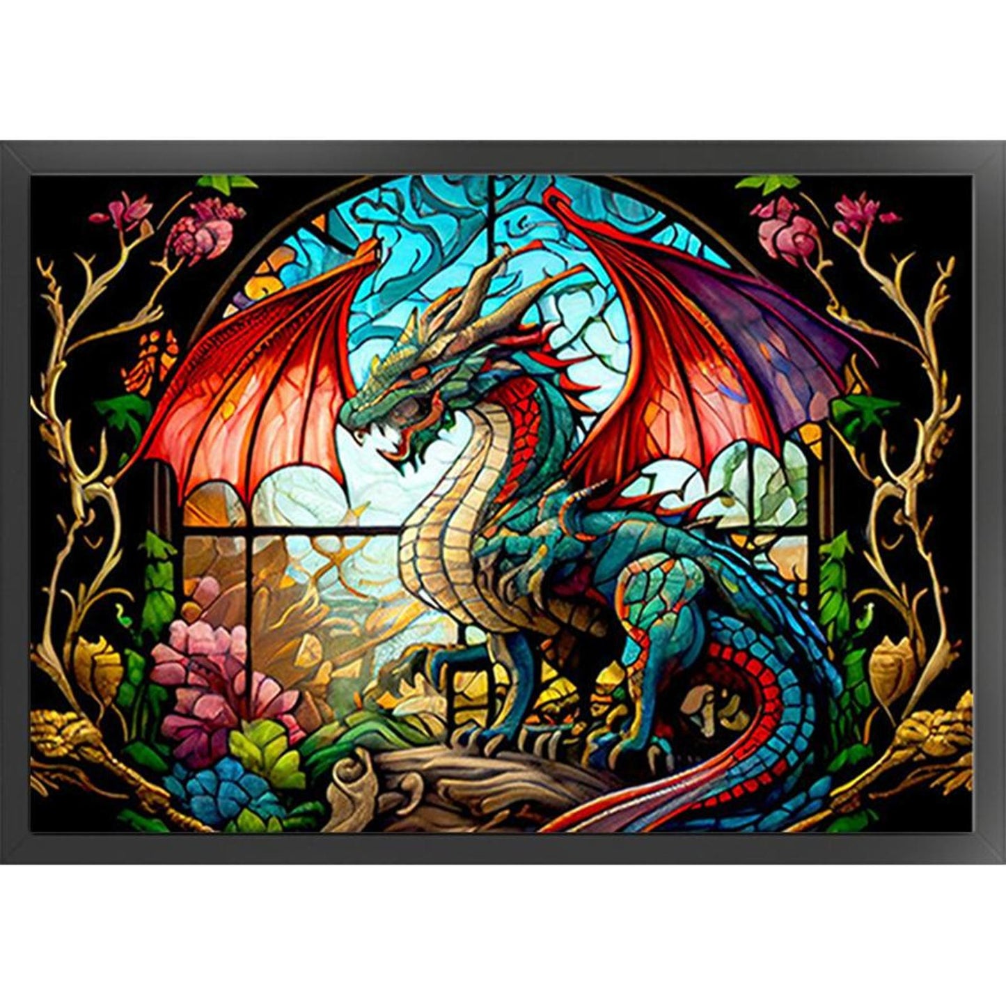 Glass Painting - Pterosaur - Full 11CT Counted Cross Stitch 60x45CM - Huacan
