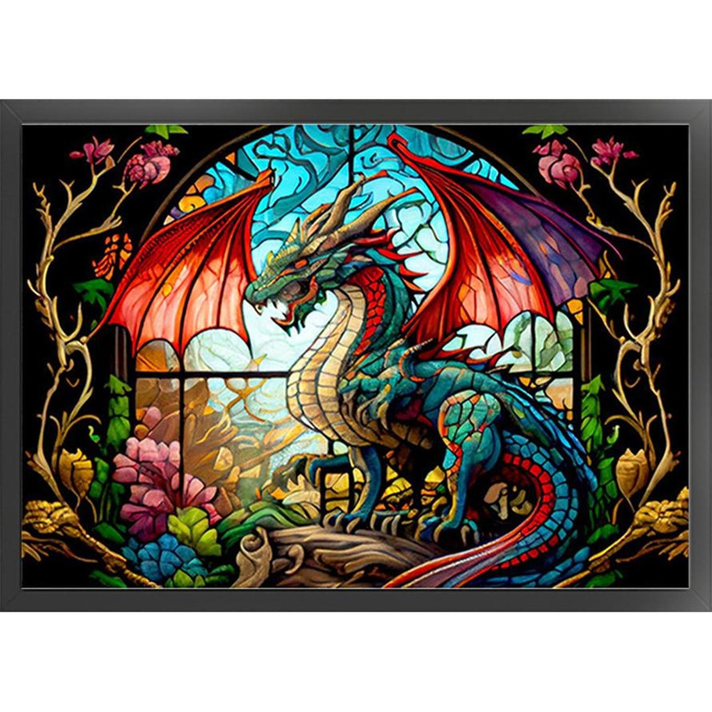 Glass Painting - Pterosaur - Full 11CT Counted Cross Stitch 60x45CM - Huacan