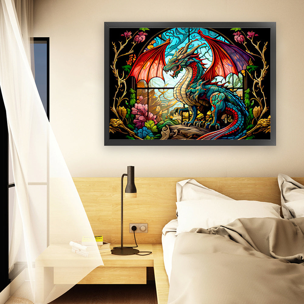 Glass Painting - Pterosaur - Full 11CT Counted Cross Stitch 60x45CM - Huacan