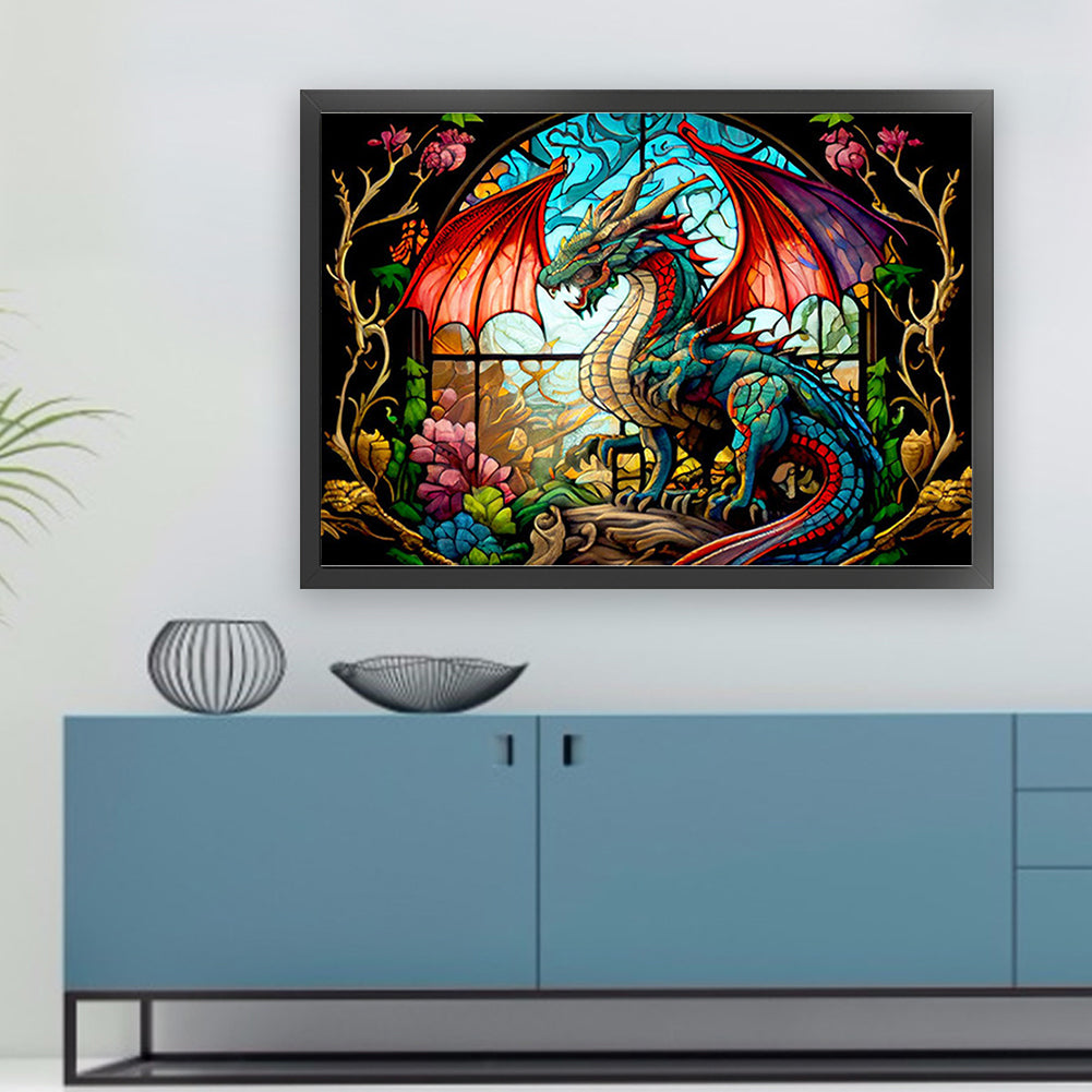 Glass Painting - Pterosaur - Full 11CT Counted Cross Stitch 60x45CM - Huacan