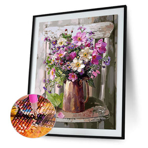 Bouquet On A Chair 40*50CM(Canvas) Full Square Drill Diamond Painting