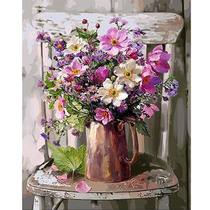 Bouquet On A Chair 40*50CM(Canvas) Full Square Drill Diamond Painting