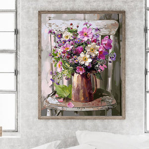 Bouquet On A Chair 40*50CM(Canvas) Full Square Drill Diamond Painting