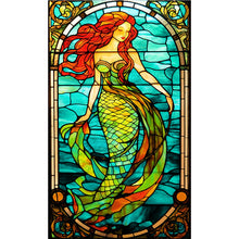 Load image into Gallery viewer, Yishu - Window Paper-Cut Style - Mermaid - 50*87CM 11CT 3 Stamped Cross Stitch

