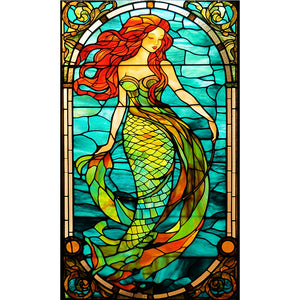 Yishu - Window Paper-Cut Style - Mermaid - 50*87CM 11CT 3 Stamped Cross Stitch
