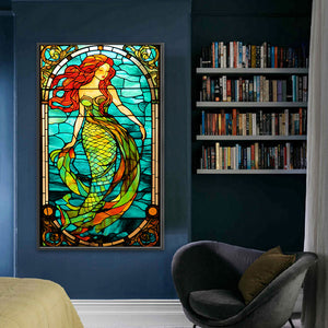 Yishu - Window Paper-Cut Style - Mermaid - 50*87CM 11CT 3 Stamped Cross Stitch