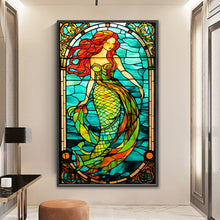 Load image into Gallery viewer, Yishu - Window Paper-Cut Style - Mermaid - 50*87CM 11CT 3 Stamped Cross Stitch
