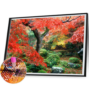 Maple Leaves 45*55CM(Picture) Round Drill Diamond Painting
