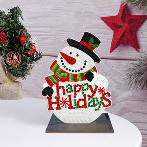 2D Flat Wooden Xmas Snowman DIY Diamond Painting Desktop Decorations Home Decor