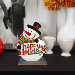 2D Flat Wooden Xmas Snowman DIY Diamond Painting Desktop Decorations Home Decor