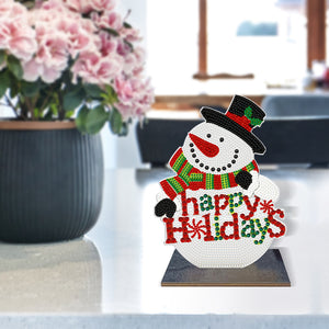 2D Flat Wooden Xmas Snowman DIY Diamond Painting Desktop Decorations Home Decor