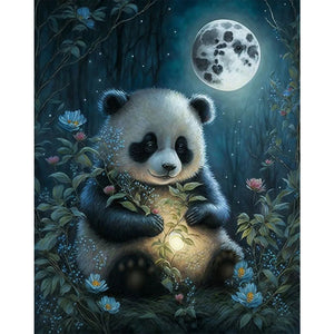Huancan - Panda Under The Moon - 50*60CM 11CT 3 Stamped Cross Stitch