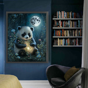 Huancan - Panda Under The Moon - 50*60CM 11CT 3 Stamped Cross Stitch