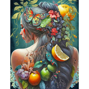 Fruit-Painted Girl 50*60CM(Canvas) Full Round Drill Diamond Painting
