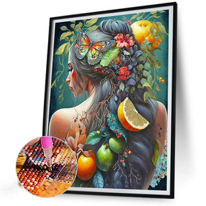 Fruit-Painted Girl 50*60CM(Canvas) Full Round Drill Diamond Painting