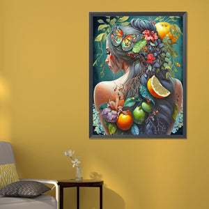 Fruit-Painted Girl 50*60CM(Canvas) Full Round Drill Diamond Painting