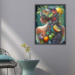 Fruit-Painted Girl 50*60CM(Canvas) Full Round Drill Diamond Painting