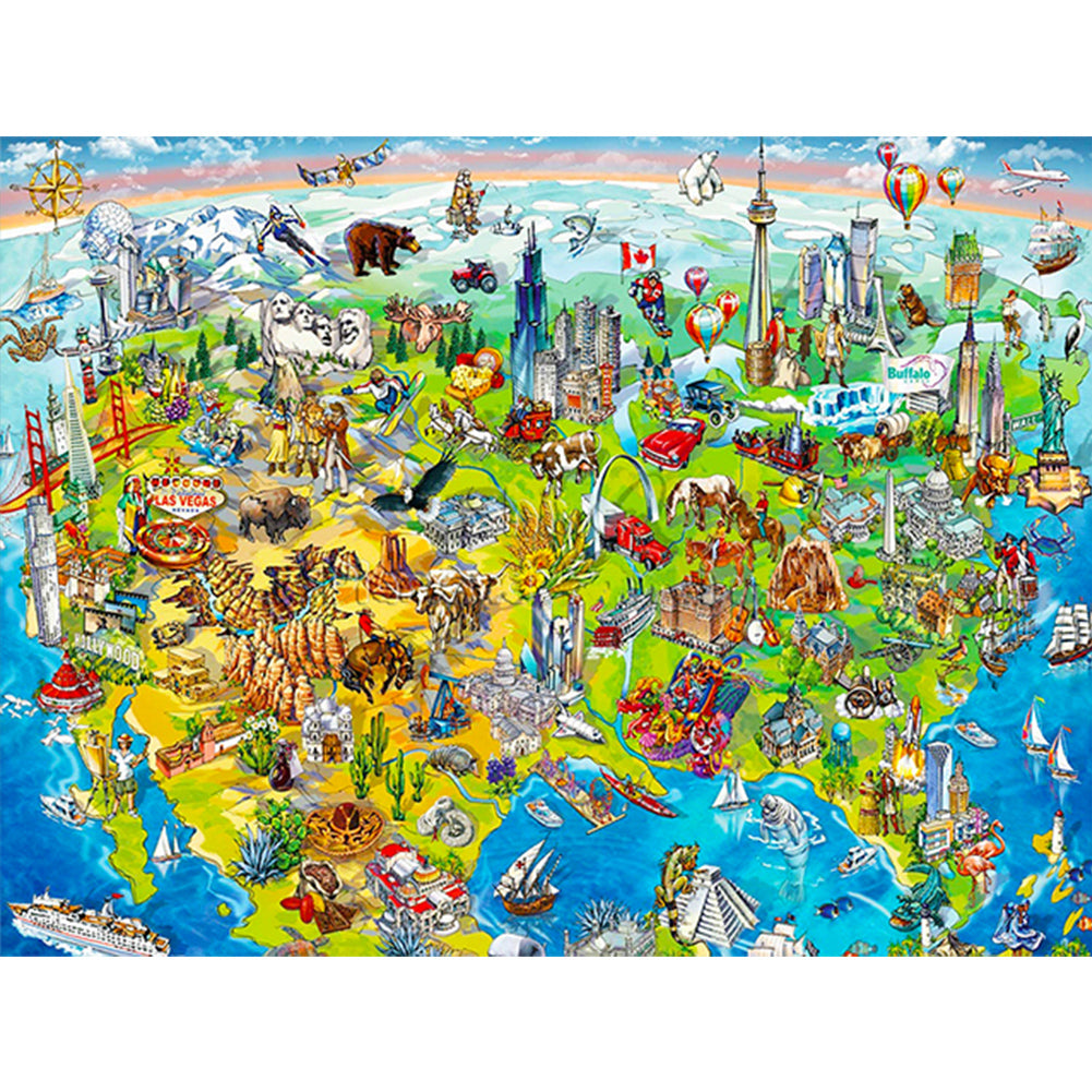 High-Angle Map 40*30CM(Canvas) Full Round Drill Diamond Painting