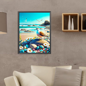 Seagull Walking By The Sea 30*40CM(Canvas) Full Round Drill Diamond Painting