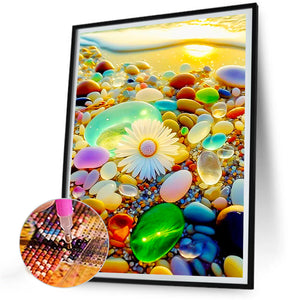 Colored Stones By The Sea 30*40CM(Canvas) Full Round Drill Diamond Painting