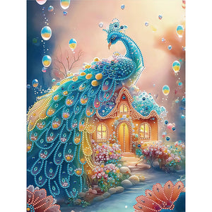 Fantasy Peacock 30*40CM(Canvas) Partial Special Shaped Drill Diamond Painting