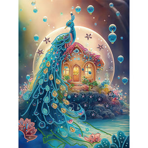 Fantasy Peacock 30*40CM(Canvas) Partial Special Shaped Drill Diamond Painting