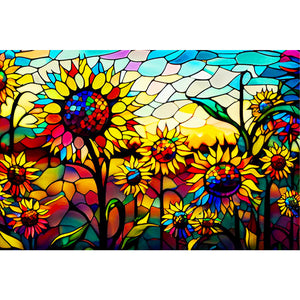 Glass Painting Sunflower Field 60*40CM(Canvas) Full Round Drill Diamond Painting