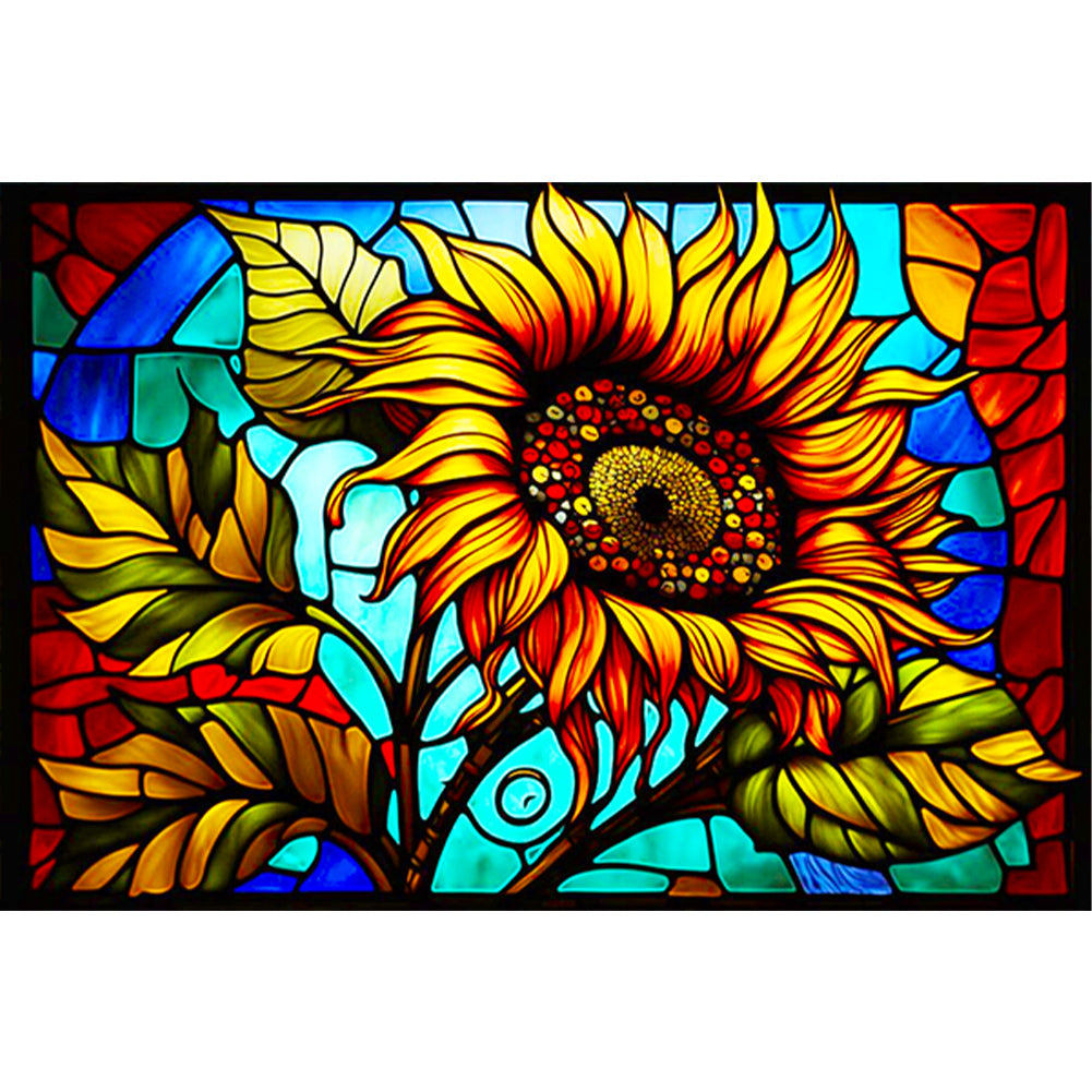 Glass Painting Sunflowers 60*40CM(Canvas) Full Round Drill Diamond Painting