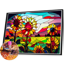 Load image into Gallery viewer, Glass Painting Roadside Sunflowers 60*40CM(Canvas) Full Round Drill Diamond Painting
