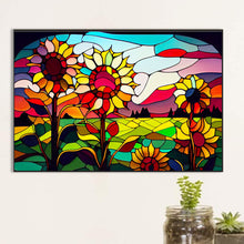 Load image into Gallery viewer, Glass Painting Roadside Sunflowers 60*40CM(Canvas) Full Round Drill Diamond Painting
