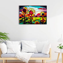 Load image into Gallery viewer, Glass Painting Roadside Sunflowers 60*40CM(Canvas) Full Round Drill Diamond Painting
