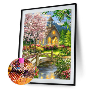 Church Scenery 30*40CM(Canvas) Full Round Drill Diamond Painting