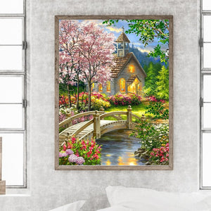 Church Scenery 30*40CM(Canvas) Full Round Drill Diamond Painting