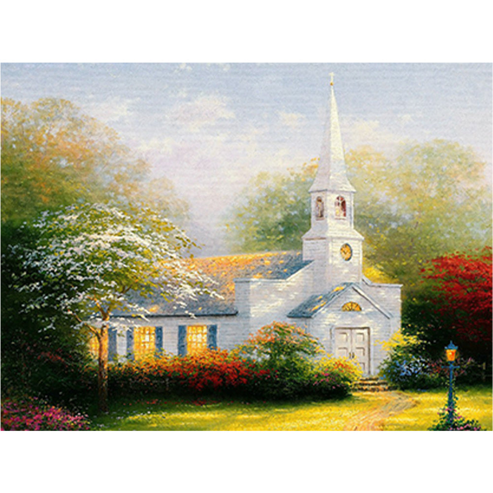 Church Scenery 40*30CM(Canvas) Full Round Drill Diamond Painting