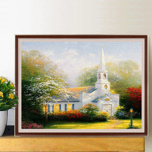 Church Scenery 40*30CM(Canvas) Full Round Drill Diamond Painting