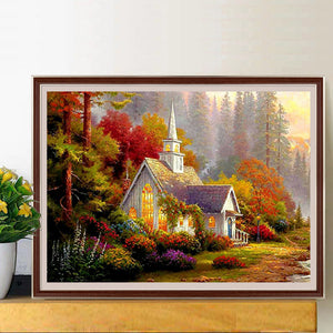 Church Scenery 40*30CM(Canvas) Full Round Drill Diamond Painting