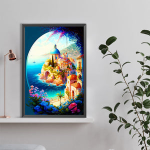 Beautiful Half Perspective Castle 40*60CM(Canvas) Full Round Drill Diamond Painting