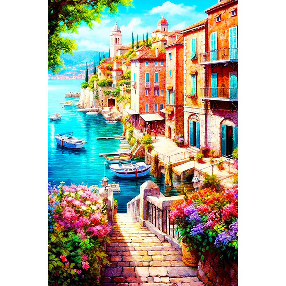 Beautiful Seaside Town 40*60CM(Canvas) Full Round Drill Diamond Painting