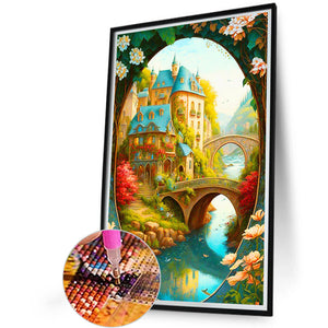 Beautiful Small Perspective Castle 40*60CM(Canvas) Full Round Drill Diamond Painting