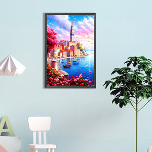 Beautiful Seaside City 40*60CM(Canvas) Full Round Drill Diamond Painting