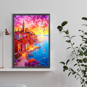 Beautiful Sunset Town 40*60CM(Canvas) Full Round Drill Diamond Painting