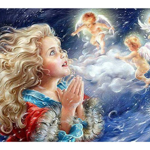 Pray Little Angel 45*40CM(Picture) Full Round Drill Diamond Painting