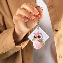 Load image into Gallery viewer, DIY Diamond Art Keychains Double Sided 5pcs Gem Keychains (Cup Owl Hatchling)
