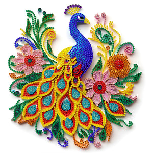 Peacock Paper Painting 30*30CM(Canvas) Partial Special Shaped Drill Diamond Painting