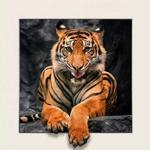 3D Picture Frame Tiger 35*35CM(Canvas) Full Round Drill Diamond Painting
